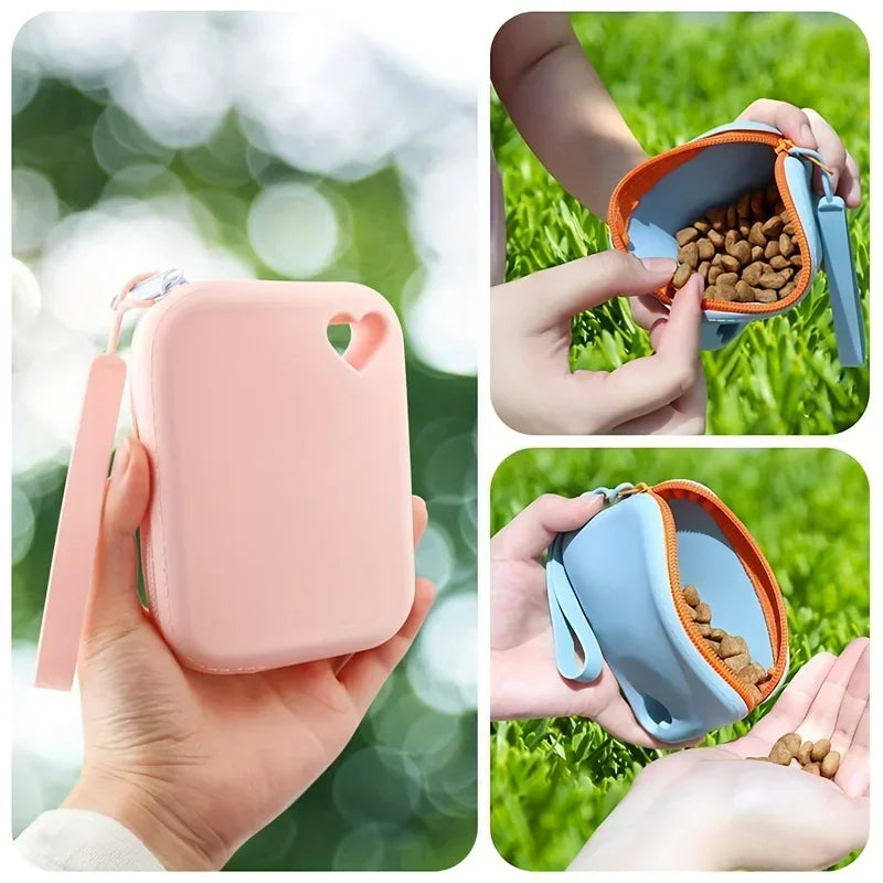 Portable Silicone Dog Treat Pouch – Waterproof Training Bag with Clip