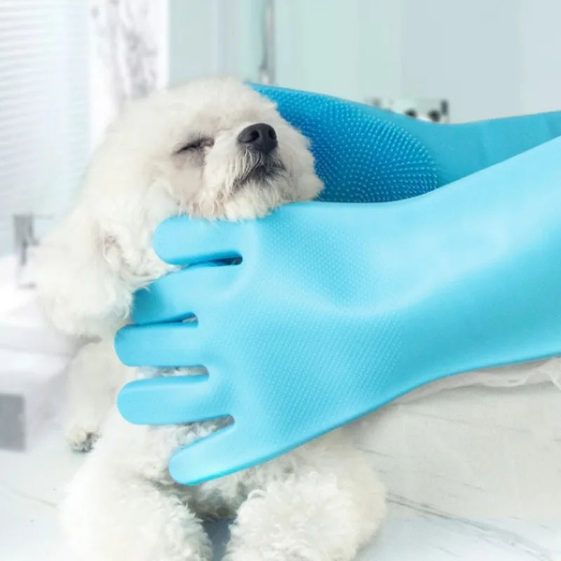Magic Silicone Pet Grooming & Bathing Gloves