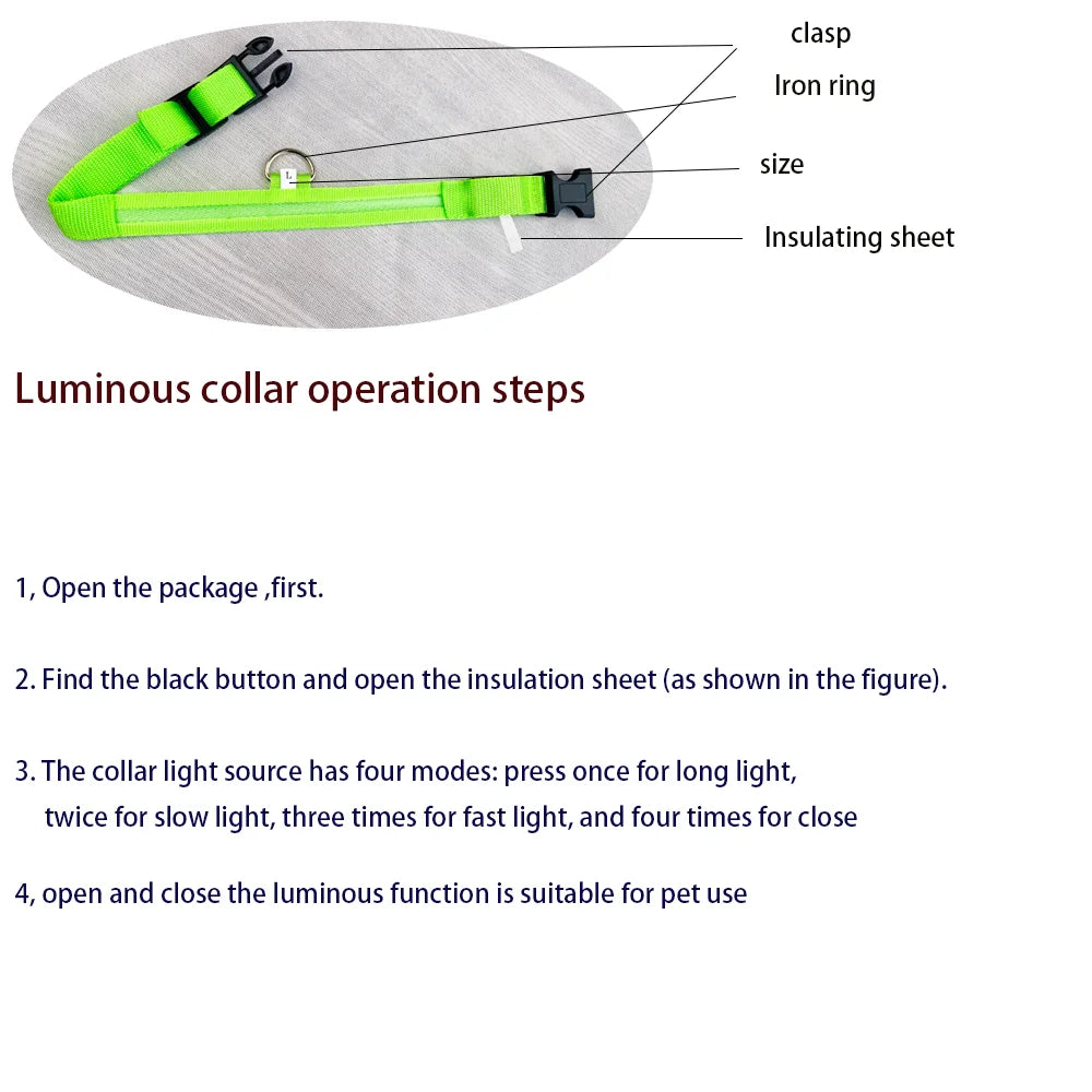 Ultra-Bright LED Night Safety Dog Collar – Glow in the Dark